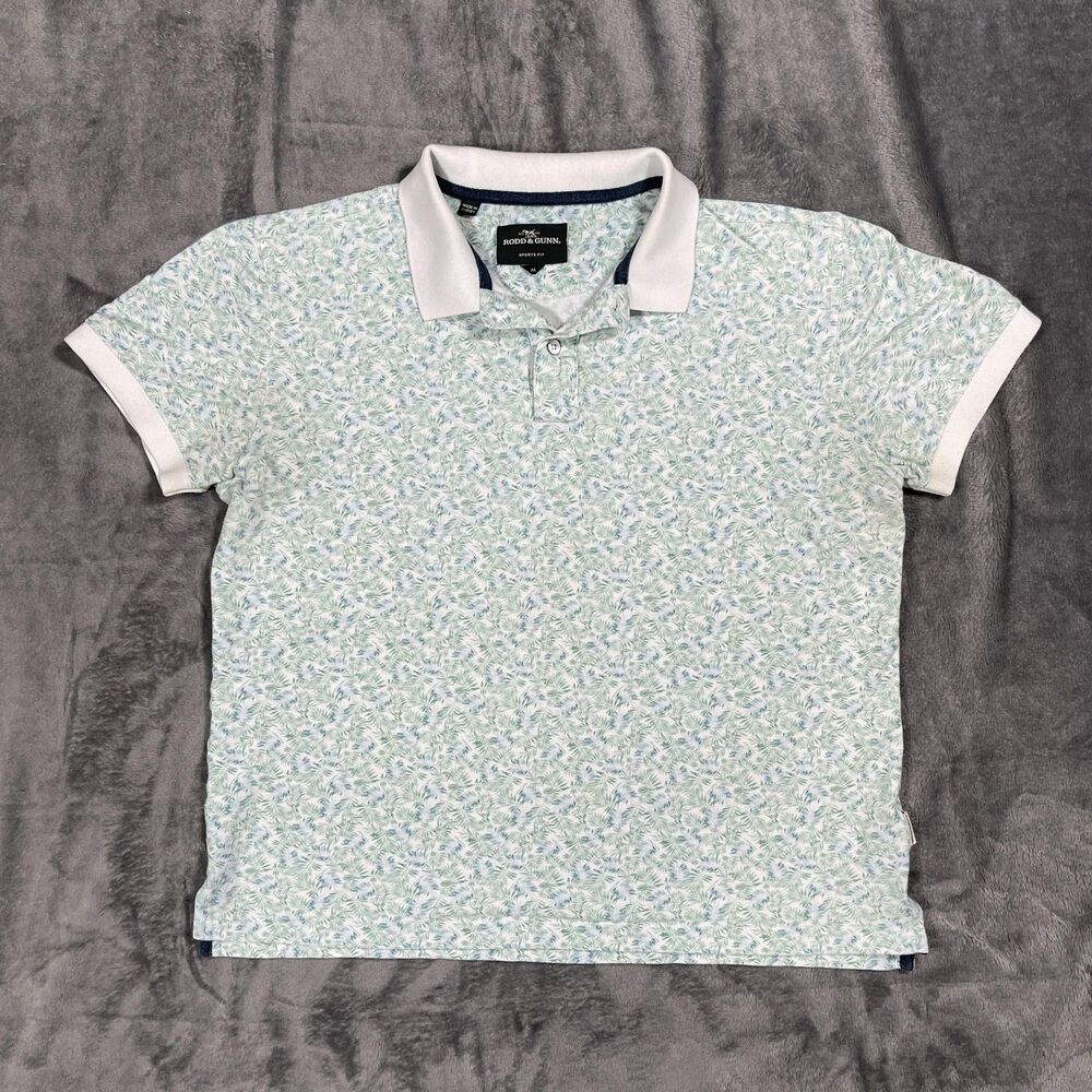 Rodd & Gunn Polo Mens M White Floral 100% Cotton Athletic Short Sleeve Shirt
